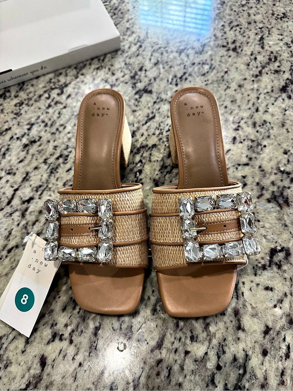 a new day embellished woven block heel sandals Heels in Tan US